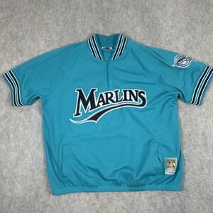 Mitchell & Ness Florida Marlins Andre Dawson Men's M size 1/4 Zip Jersey - Teal